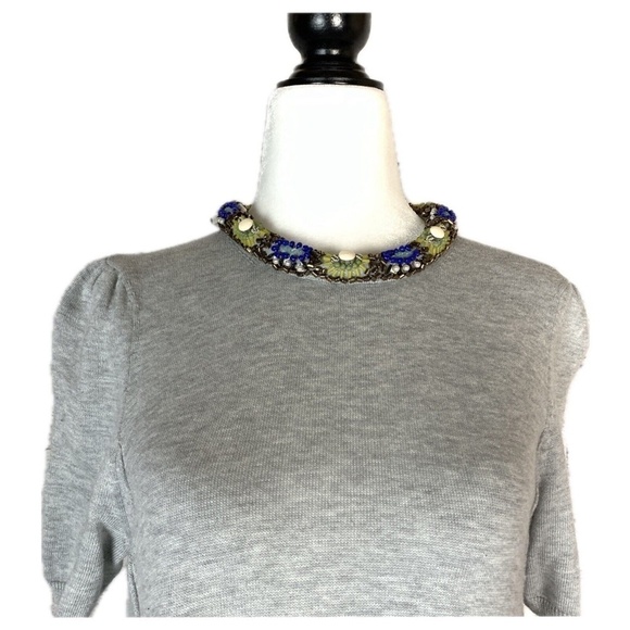 Anthropologie Moth Jeweled/Beaded Neckline Sweater - Picture 9 of 16